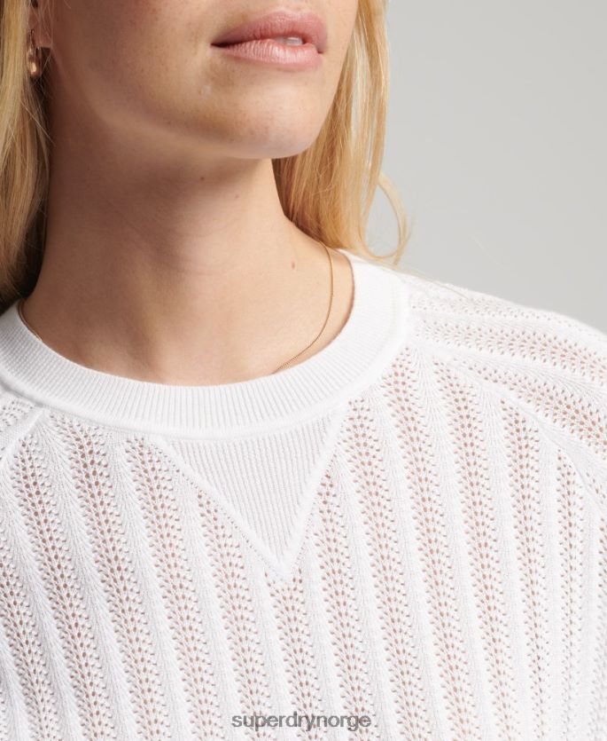 Superdry hvit klær 86P46D2944 blondestrikk i økologisk bomull kvinner