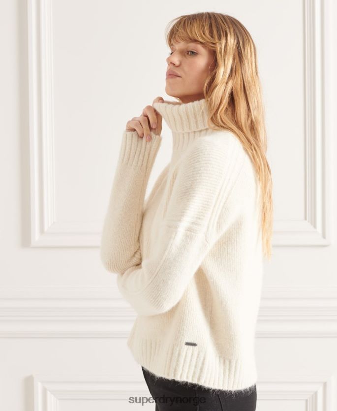 Superdry hvit klær 86P46D4007 studios chunky genser med rullehals kvinner