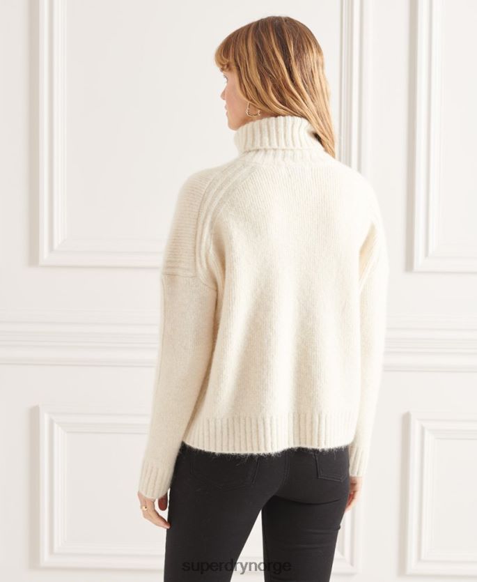 Superdry hvit klær 86P46D4007 studios chunky genser med rullehals kvinner