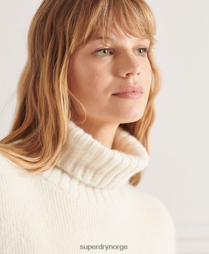 Superdry hvit klær 86P46D4007 studios chunky genser med rullehals kvinner