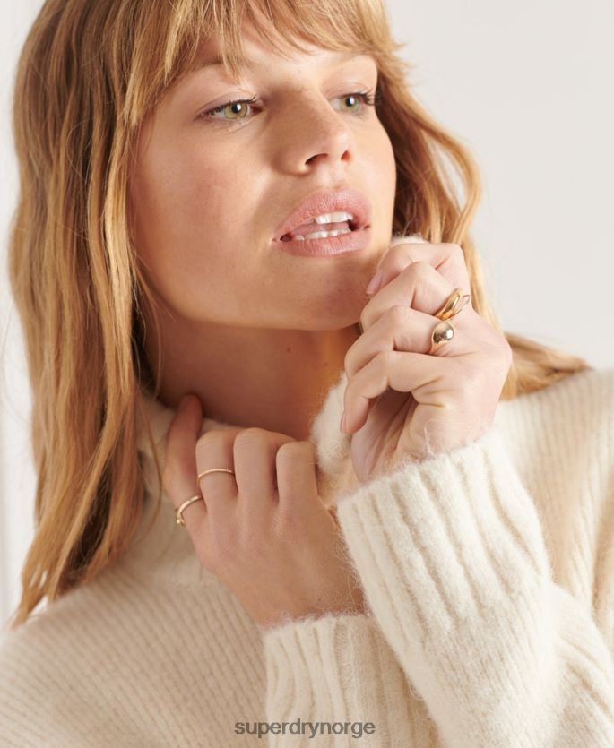 Superdry hvit klær 86P46D4007 studios chunky genser med rullehals kvinner