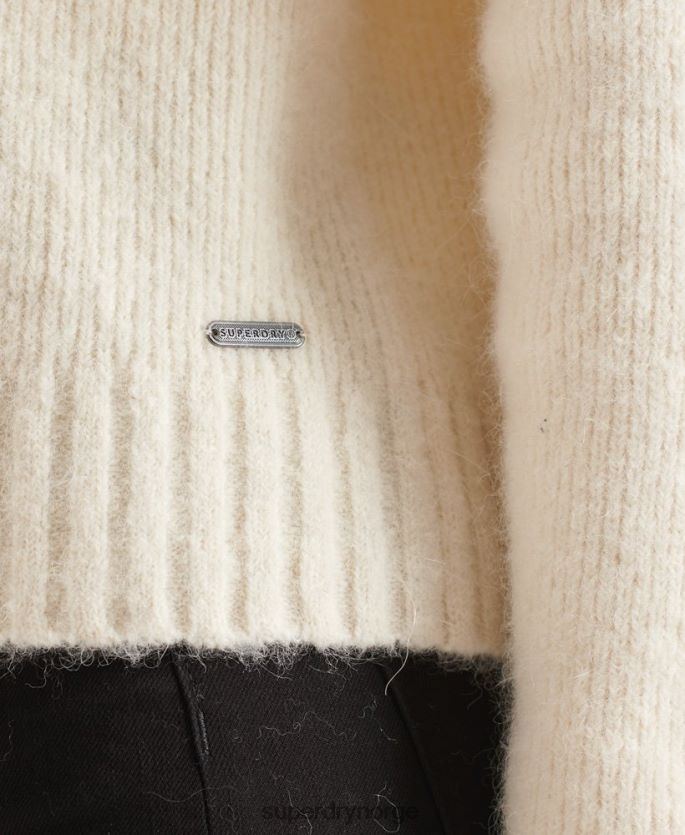 Superdry hvit klær 86P46D4007 studios chunky genser med rullehals kvinner