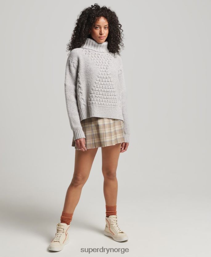 Superdry hvit klær 86P46D4010 chunky genser med kabel med rullehals kvinner