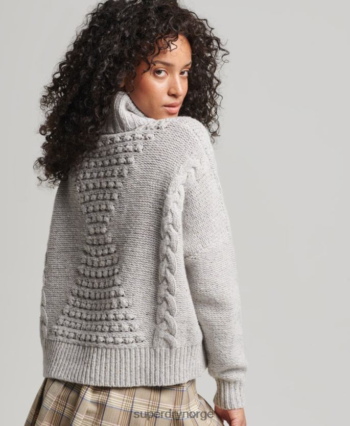 Superdry hvit klær 86P46D4010 chunky genser med kabel med rullehals kvinner