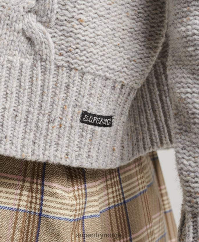 Superdry hvit klær 86P46D4010 chunky genser med kabel med rullehals kvinner