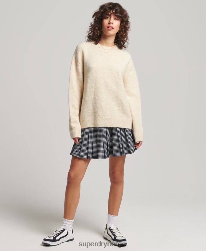 Superdry krem klær 86P46D3967 essensiell supermyk genser med rund hals kvinner