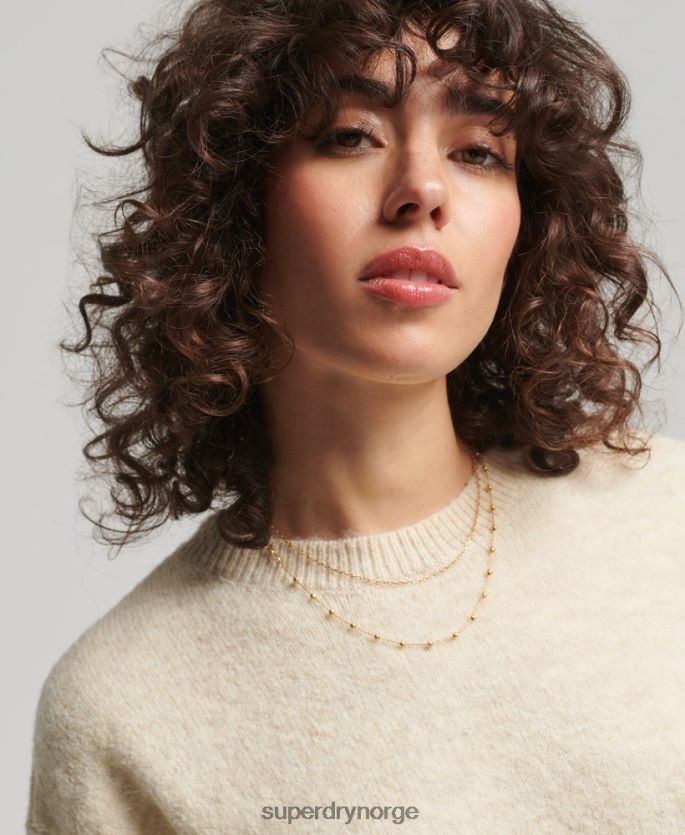 Superdry krem klær 86P46D3967 essensiell supermyk genser med rund hals kvinner