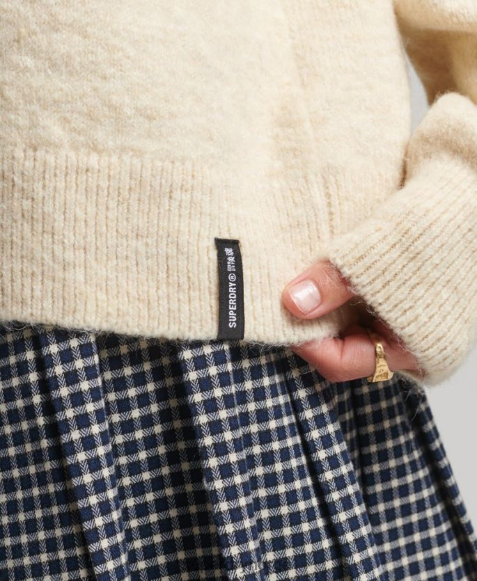 Superdry krem klær 86P46D3967 essensiell supermyk genser med rund hals kvinner