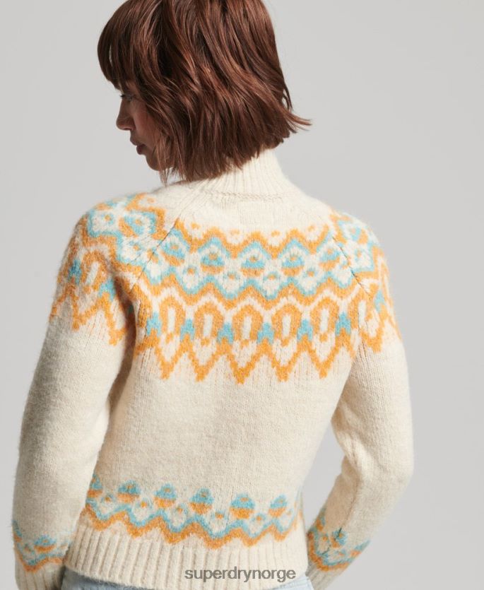Superdry krem klær 86P46D3989 vintage slouchy fairisle strikket genser kvinner