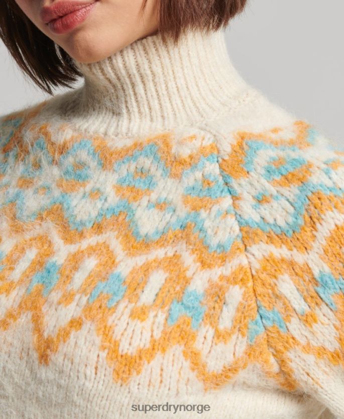 Superdry krem klær 86P46D3989 vintage slouchy fairisle strikket genser kvinner