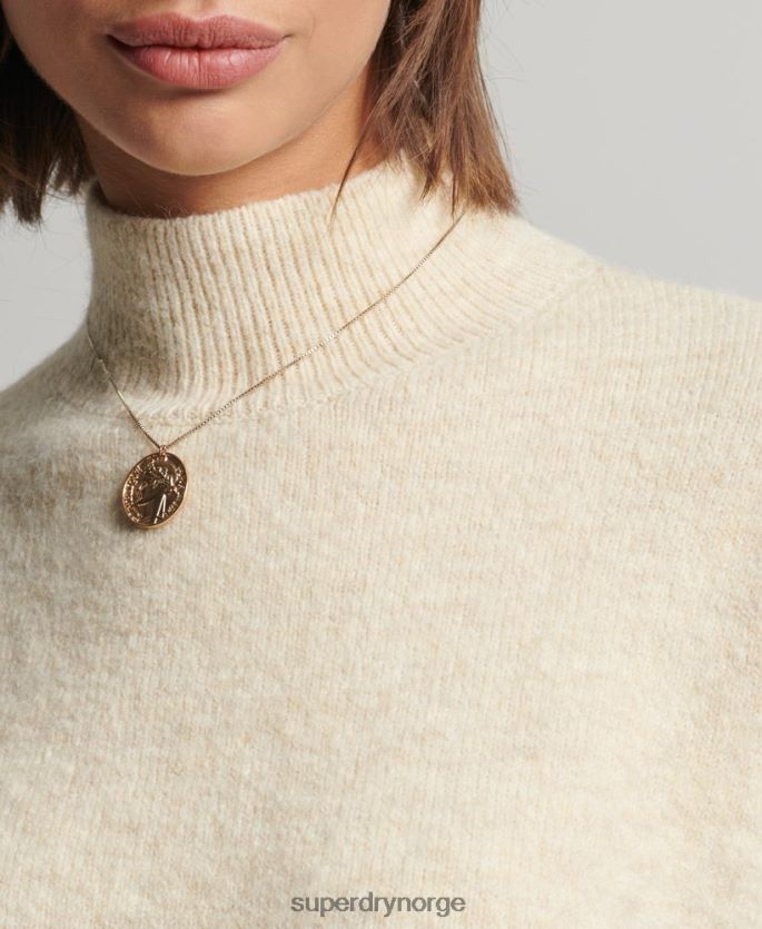 Superdry krem klær 86P46D6592 vintage essensiell genser med falsk hals kvinner