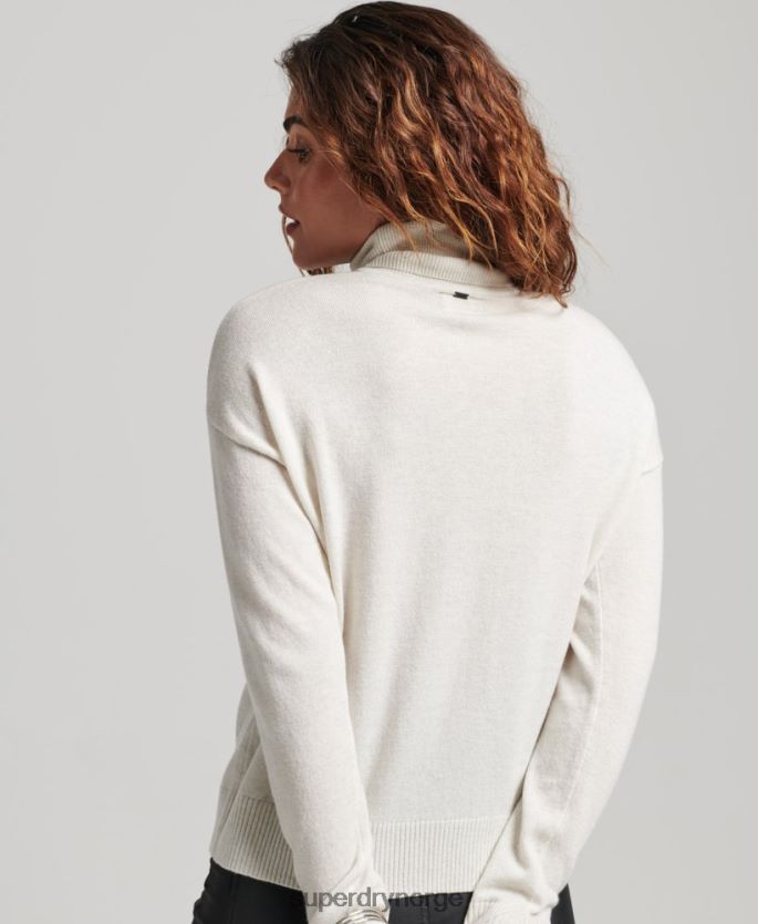 Superdry lysegrå klær 86P46D3979 genser i lammeull med rullehals kvinner