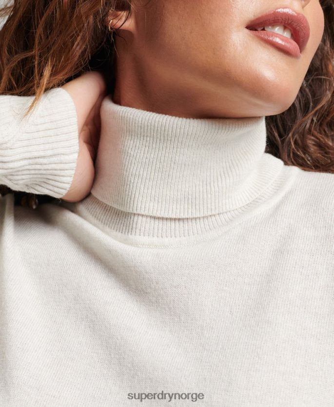 Superdry lysegrå klær 86P46D3979 genser i lammeull med rullehals kvinner