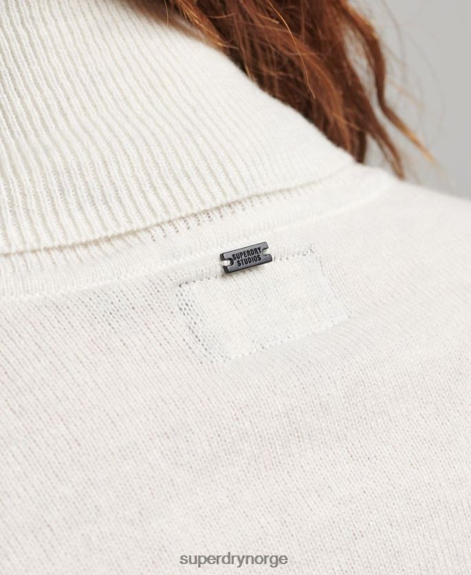 Superdry lysegrå klær 86P46D3979 genser i lammeull med rullehals kvinner