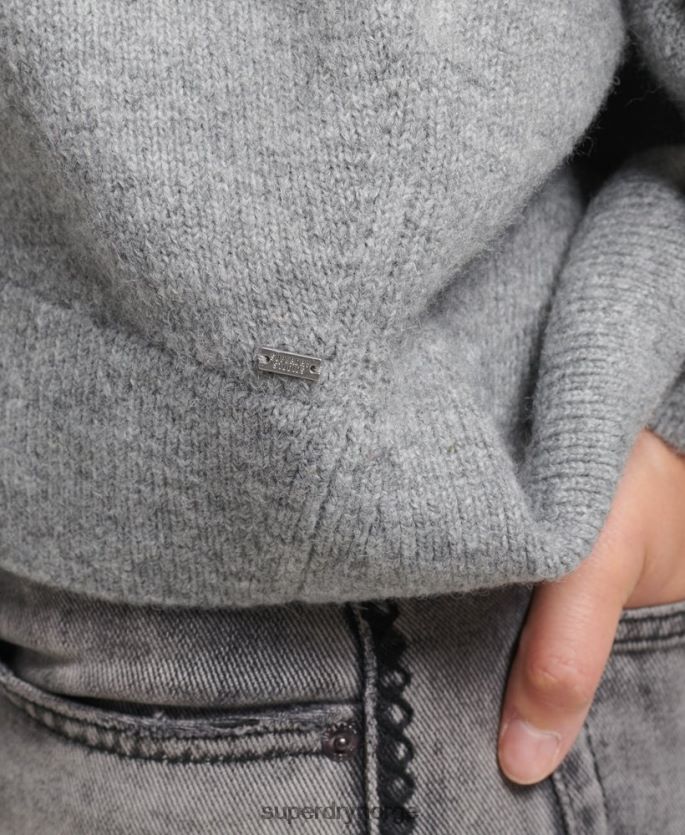 Superdry lysegrå klær 86P46D3990 oversized genser med v-hals kvinner