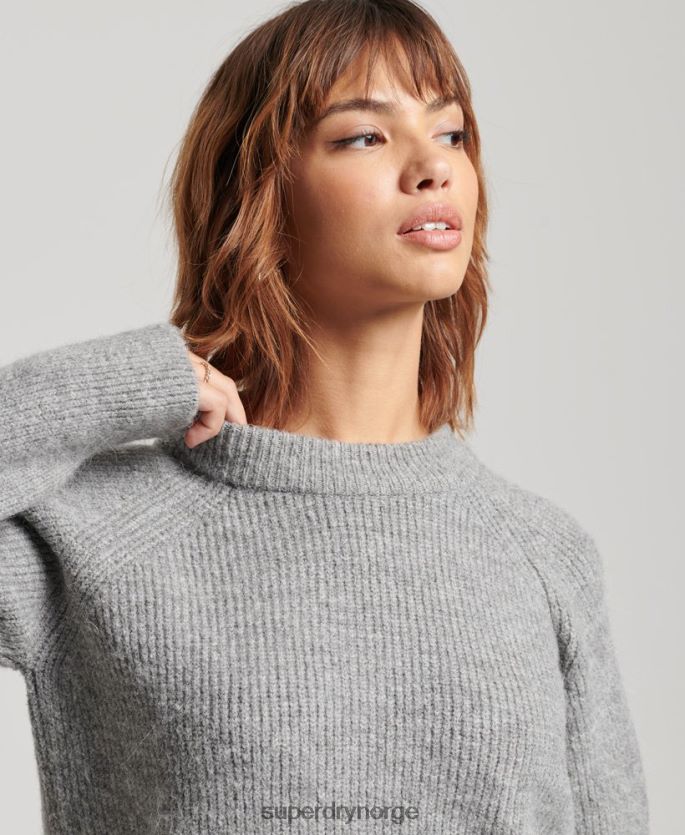 Superdry lysegrå klær 86P46D4009 essensiell ribbesetningshopper kvinner