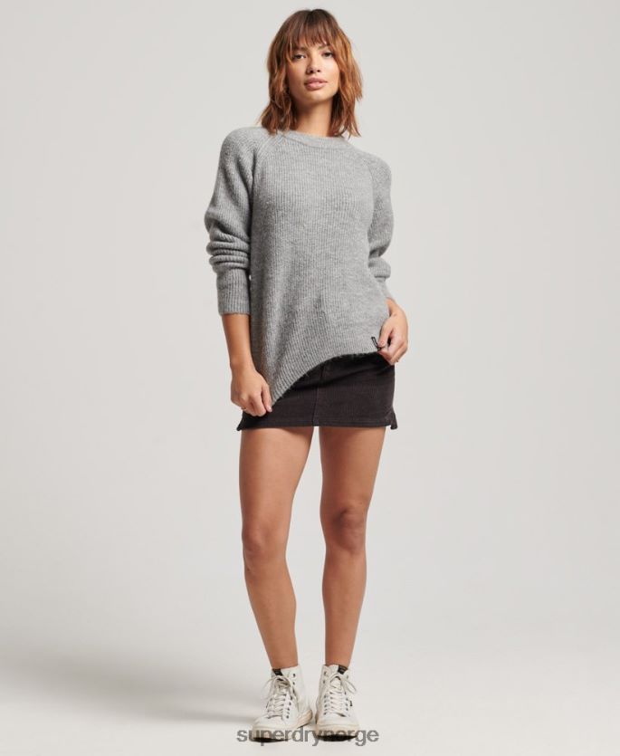 Superdry lysegrå klær 86P46D4009 essensiell ribbesetningshopper kvinner