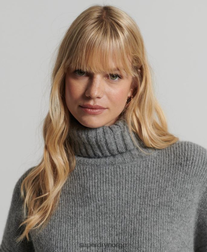 Superdry lysegrå klær 86P46D4014 studios chunky genser med rullehals kvinner