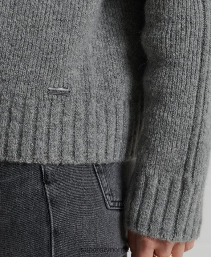 Superdry lysegrå klær 86P46D4014 studios chunky genser med rullehals kvinner