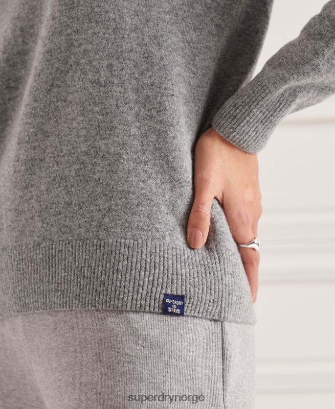 Superdry lysegrå klær 86P46D4018 genser med rullehals av lammeull kvinner