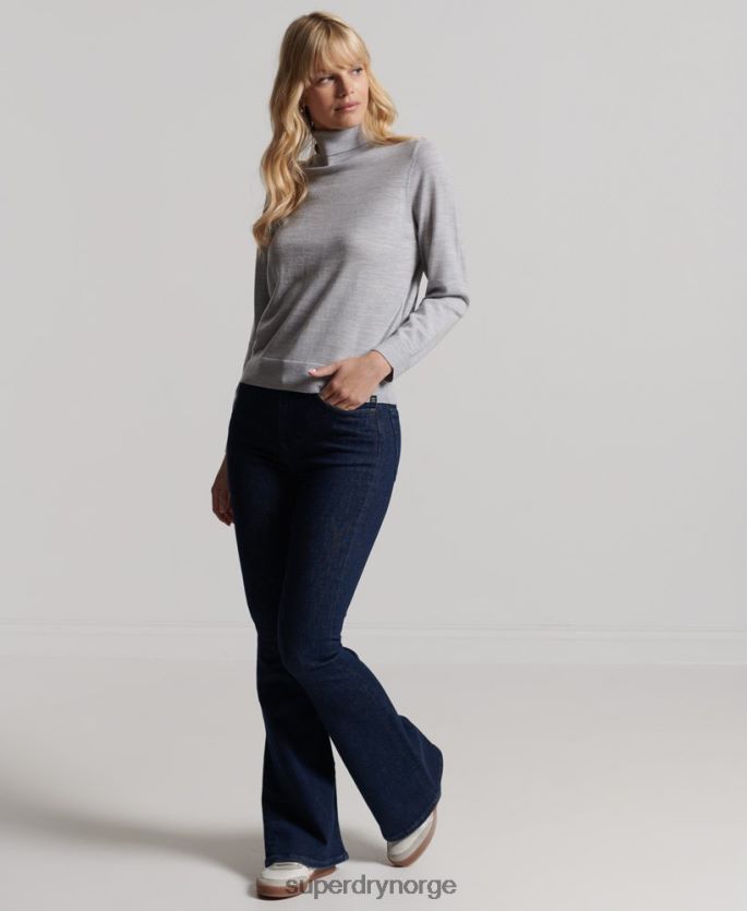 Superdry lysegrå klær 86P46D4020 studios merino genser med rullehals kvinner