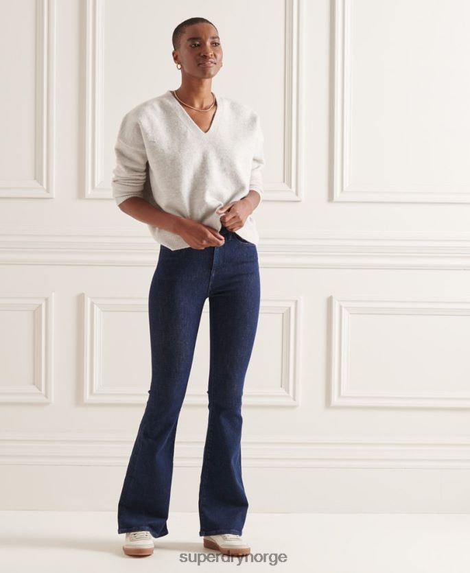 Superdry lysegrå klær 86P46D4033 studios slouch v-hals strikket genser kvinner