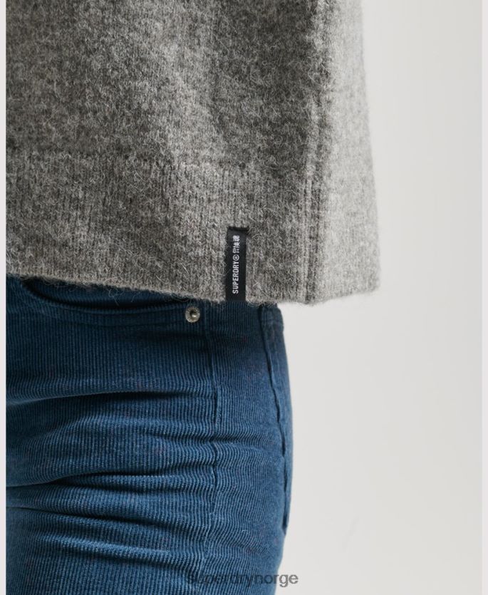 Superdry lysegrå klær 86P46D6630 vintage essensiell genser med falsk hals kvinner