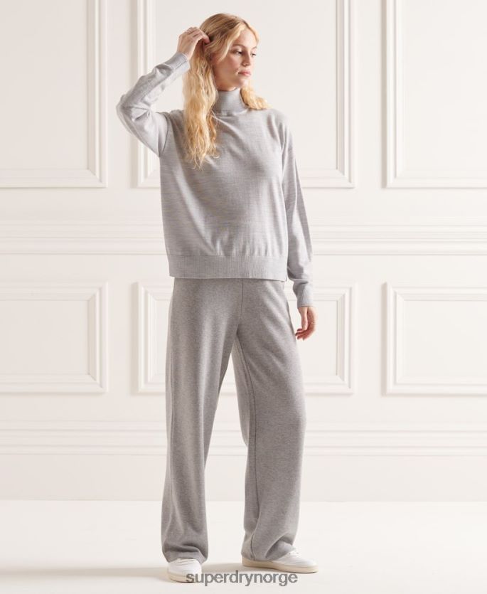 Superdry lysegrå klær 86P46D6651 merino drop shoulder genser med rullehals kvinner