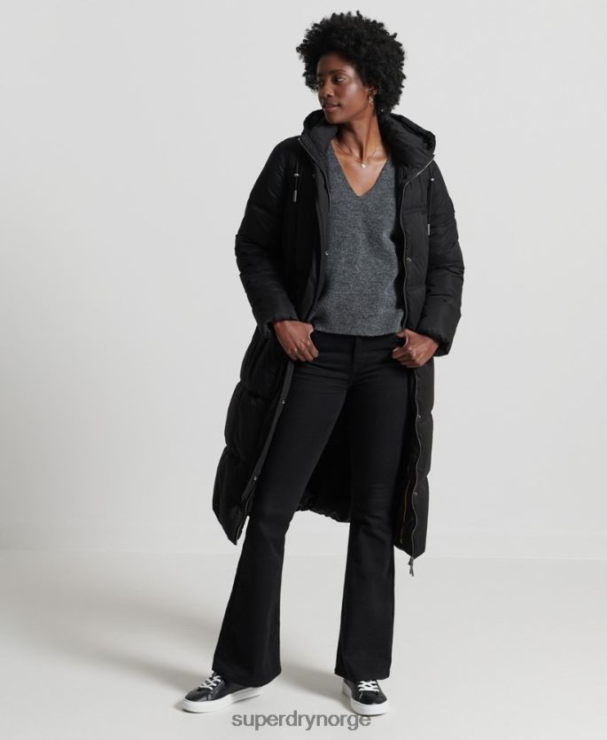 Superdry mørk grå klær 86P46D3992 studios slouch v-hals strikket genser kvinner