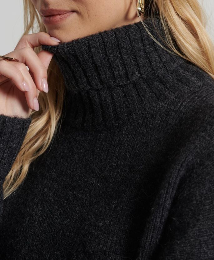Superdry mørk grå klær 86P46D4006 studios chunky genser med rullehals kvinner