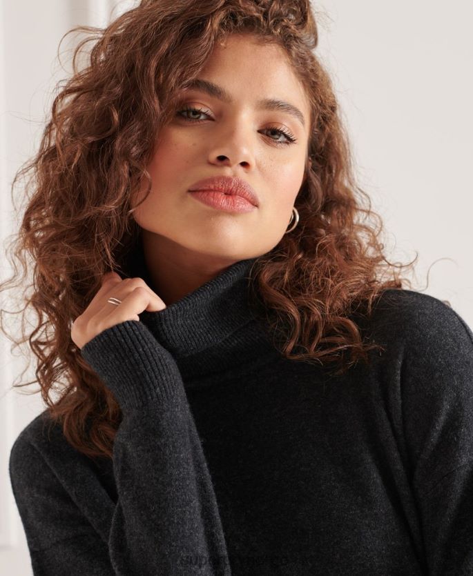 Superdry mørk grå klær 86P46D4019 genser med rullehals av lammeull kvinner