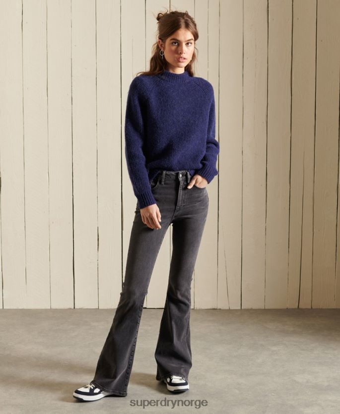 Superdry mørke blå klær 86P46D6680 alpakkablanding crew jumper kvinner