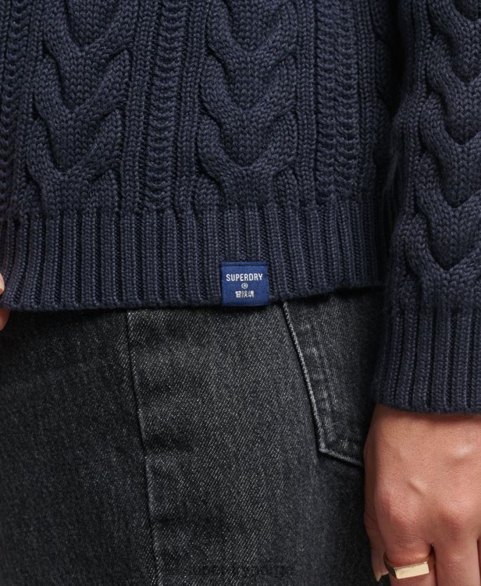 Superdry marinen klær 86P46D3985 drop shoulder kabel genser med rullehals kvinner