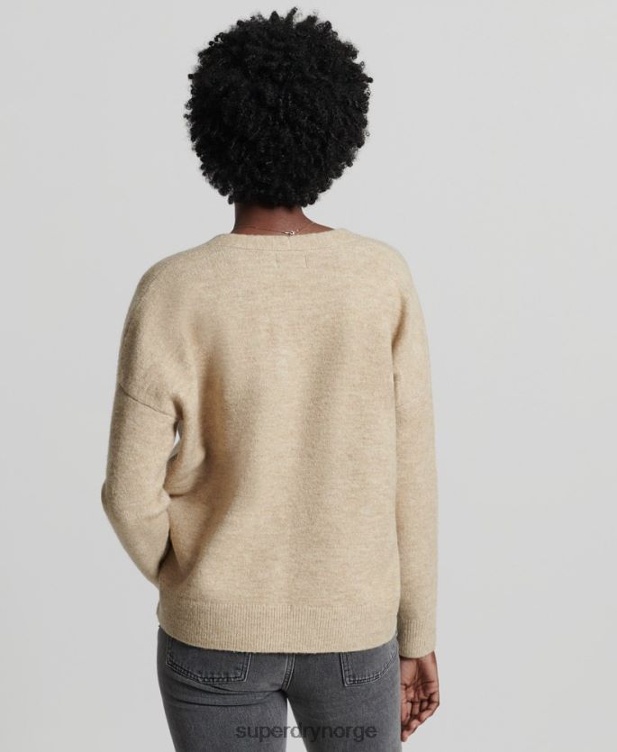 Superdry naken klær 86P46D4016 studios slouch v-hals strikket genser kvinner