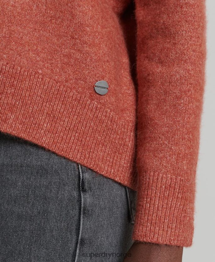 Superdry oransje klær 86P46D3984 studios slouch v-hals strikket genser kvinner
