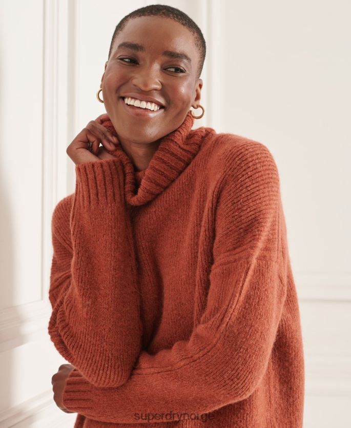 Superdry oransje klær 86P46D4004 studios chunky genser med rullehals kvinner