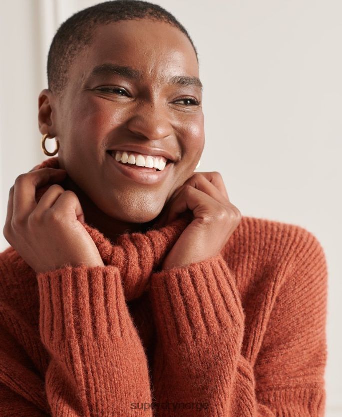 Superdry oransje klær 86P46D4004 studios chunky genser med rullehals kvinner