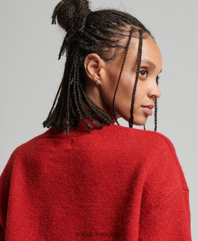 Superdry rød klær 86P46D3987 vintage essensiell genser med falsk hals kvinner