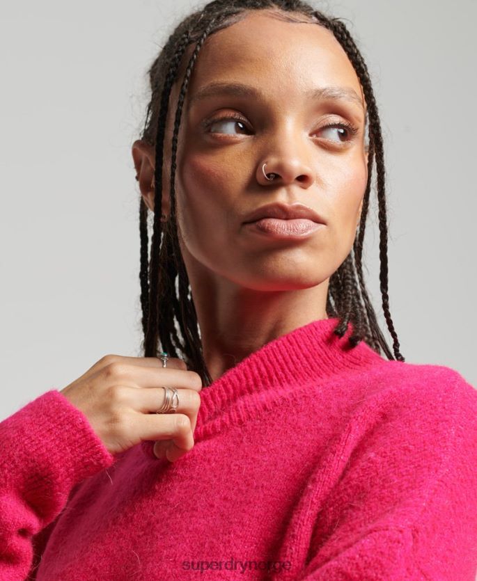 Superdry rosa klær 86P46D3997 vintage essensiell genser med falsk hals kvinner