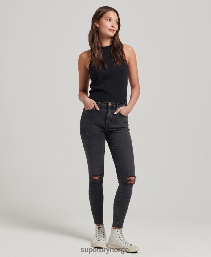 Superdry svart klær 86P46D3018 merino strikket topp med rund hals kvinner