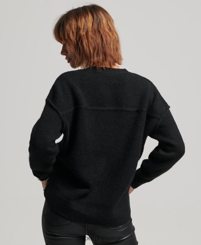 Superdry svart klær 86P46D3965 oversized cardigan med v-hals kvinner