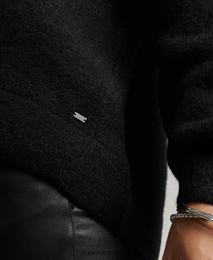 Superdry svart klær 86P46D3965 oversized cardigan med v-hals kvinner