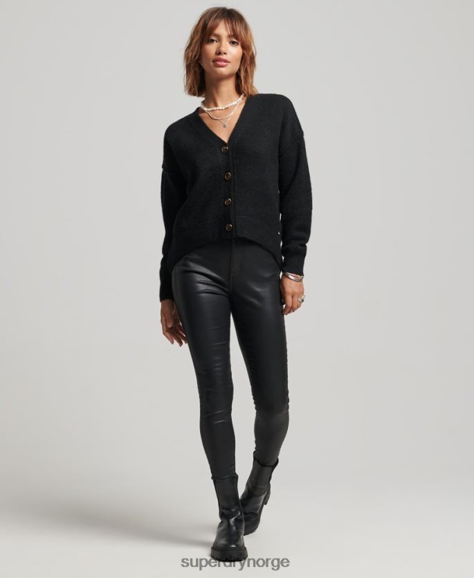 Superdry svart klær 86P46D3965 oversized cardigan med v-hals kvinner