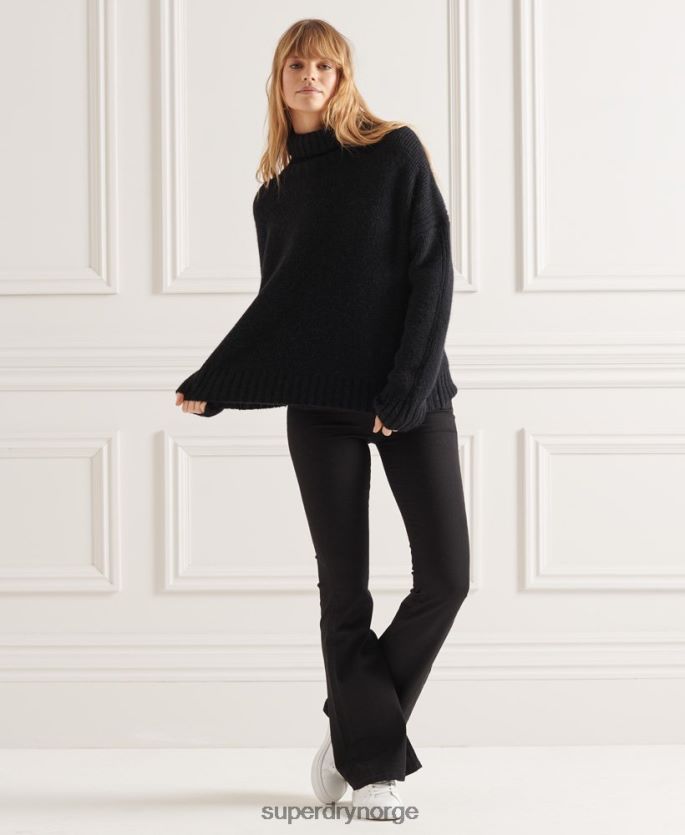 Superdry svart klær 86P46D4003 studios chunky genser med rullehals kvinner