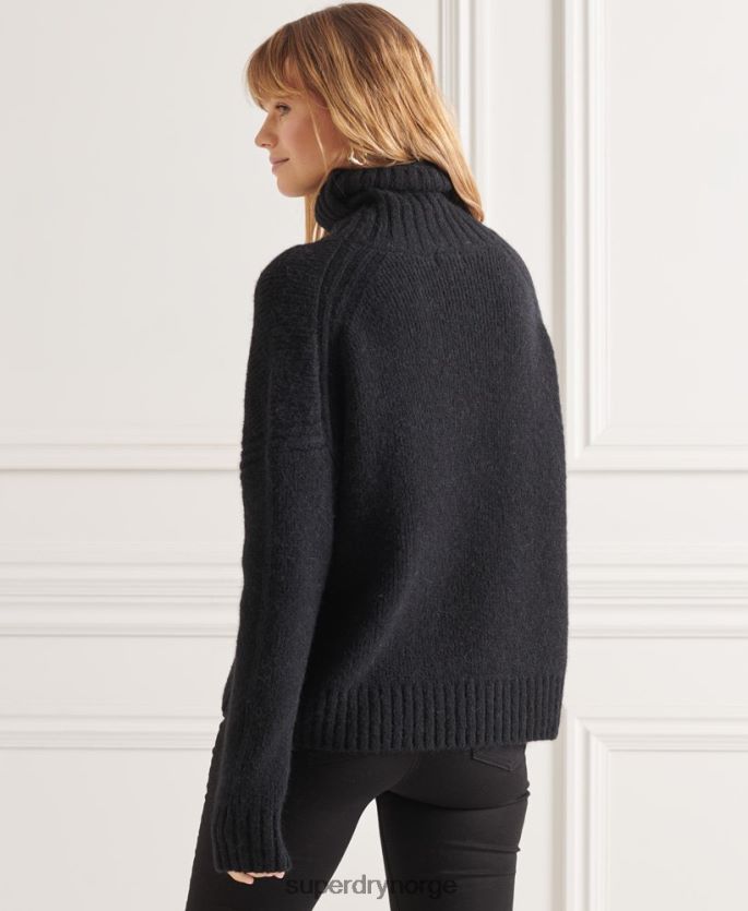 Superdry svart klær 86P46D4003 studios chunky genser med rullehals kvinner