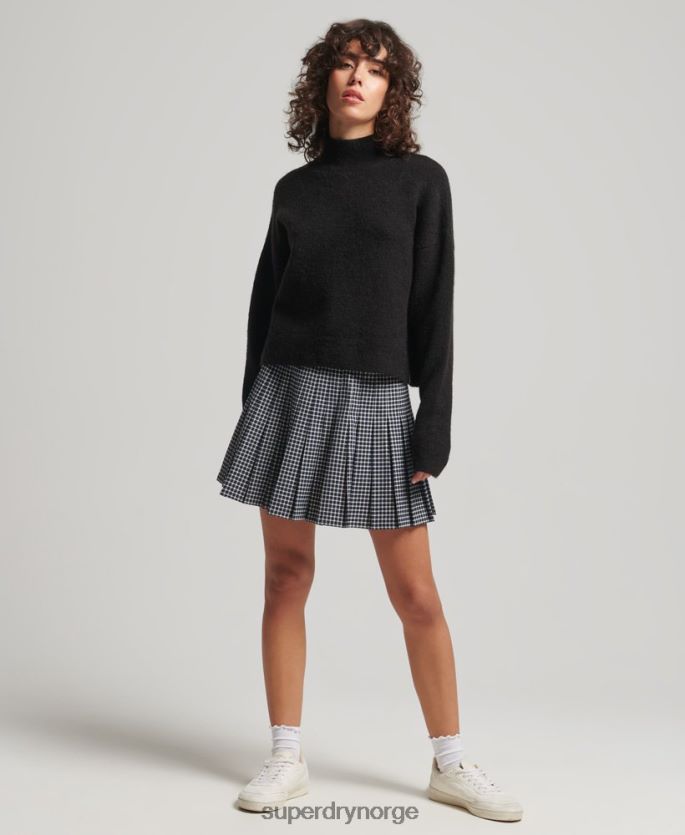 Superdry svart klær 86P46D6531 vintage essensiell genser med falsk hals kvinner
