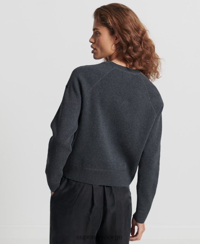 Superdry svart klær 86P46D6642 essensiell genser i økologisk bomull kvinner