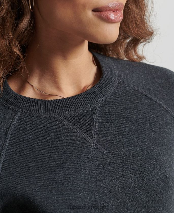 Superdry svart klær 86P46D6642 essensiell genser i økologisk bomull kvinner