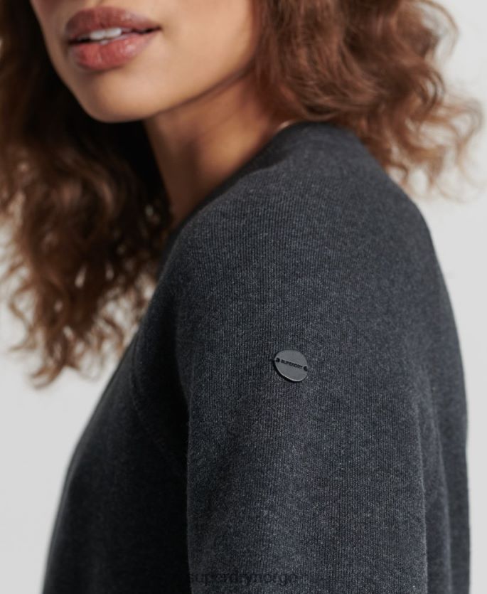 Superdry svart klær 86P46D6642 essensiell genser i økologisk bomull kvinner