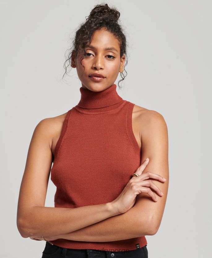 Superdry tan klær 86P46D4000 studios merino vest med rullehals kvinner